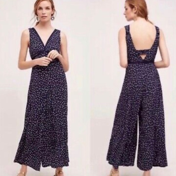 Anthropologie Pants - Anthropologie HD in Paris navy polka dot jumpsuit